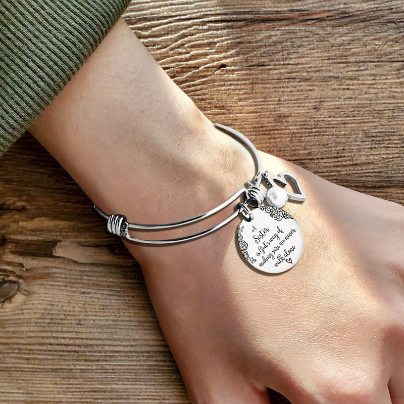 👯‍♀A Sister Is God's Way Of Making Sure We Never Walk Alone Bangle